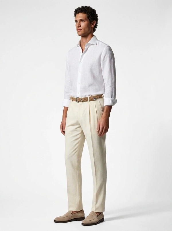 100% Linen Formal Shirt White