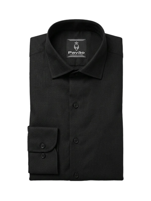 100% Linen Formal Shirt Jet Black
