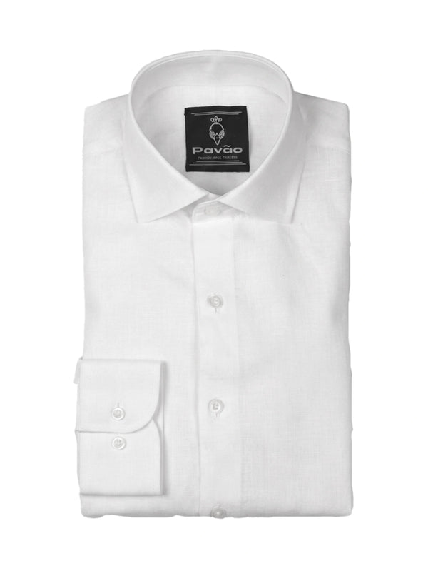 100% Linen Formal Shirt White