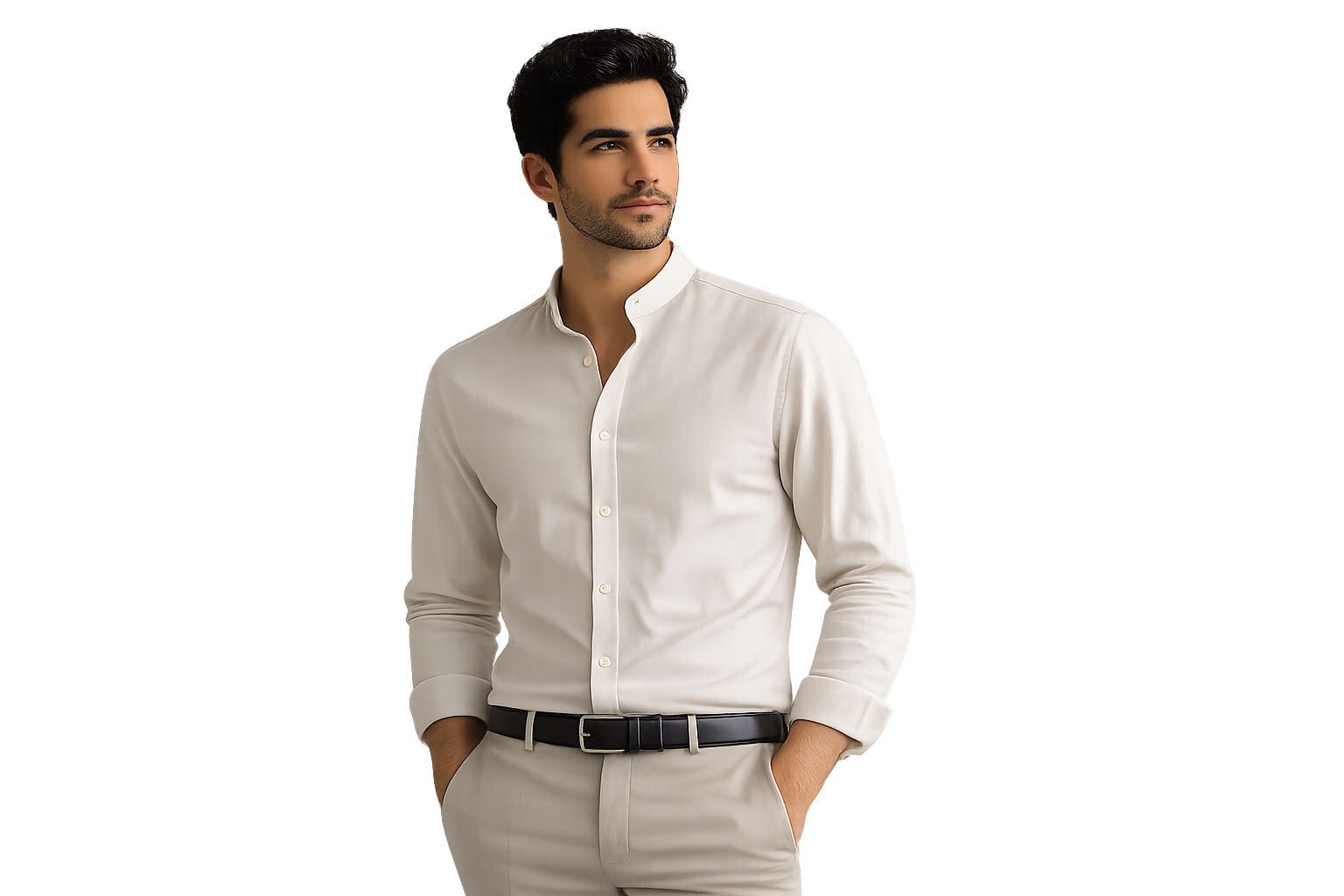 100% Linen Mandarin Collar Shirts