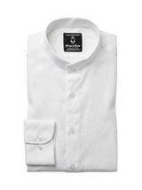 100% Linen Mandarin Collar Shirt White