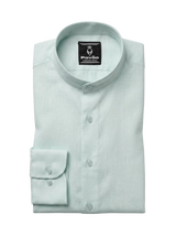 100% Linen Mandarin Collar Shirt Sky Blue