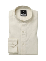 100% Linen Mandarin Collar Shirt Ivory