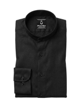100% Linen Mandarin Collar Shirt Jet Black