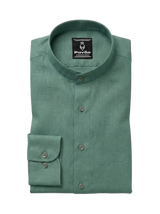 100% Linen Mandarin Collar Shirt Mint Green