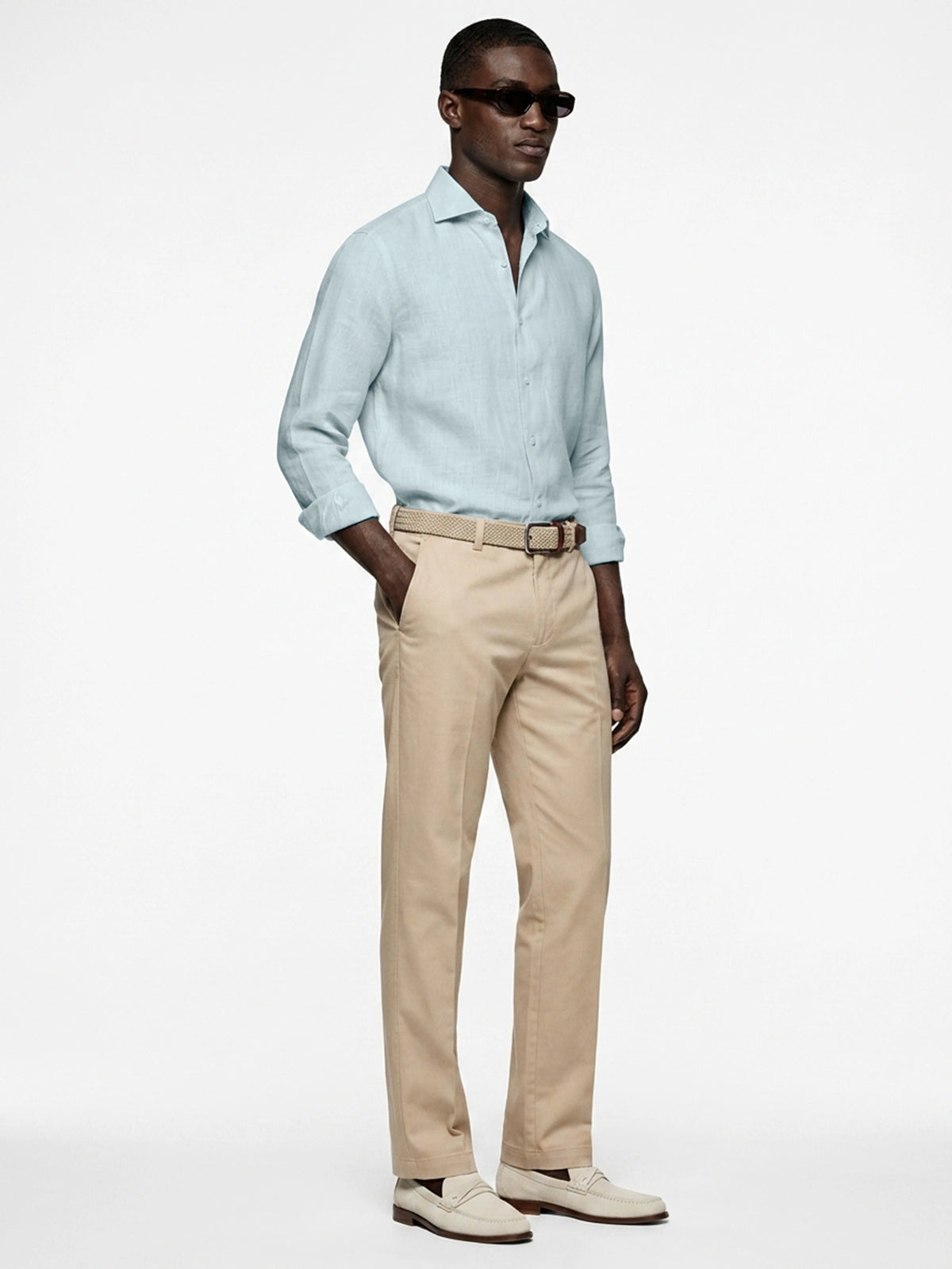 100% Linen Formal Shirt Sky Blue