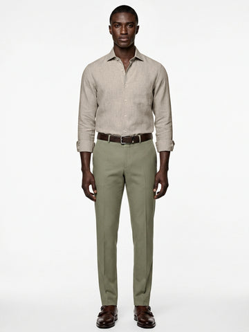 Camel Linen Cut-Away Shirt
