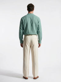100% Linen Shirt Mandari Collar Mint Green
