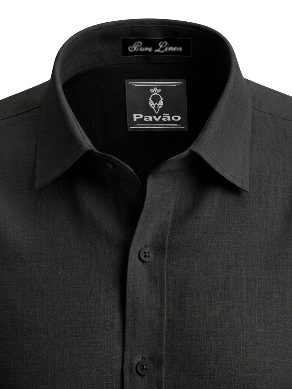 100% Linen Formal Shirt Jet Black