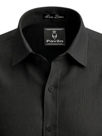 100% Linen Formal Shirt Jet Black