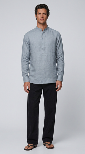 100% Linen Short Kurta Grey