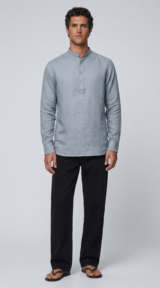 100% Linen Short Kurta Grey