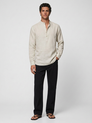 100% Linen Short Kurta Sand Beige