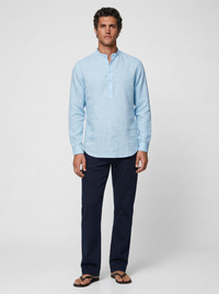 100% Linen Short Kurta Blue