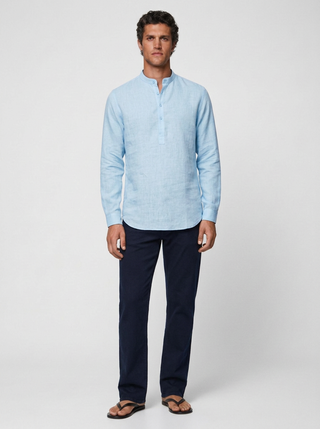 100% Linen Short Kurta Blue