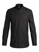 100% Linen Shirt Mandari Collar Jet Black