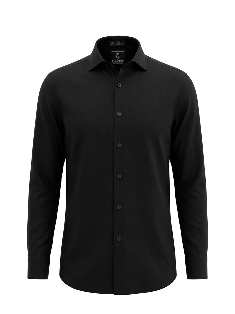 100% Linen Formal Shirt Jet Black