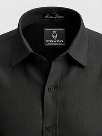 100% Linen Jet Black Shirt