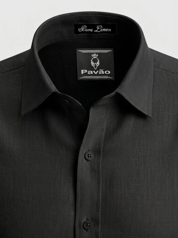 100% Linen Jet Black Shirt