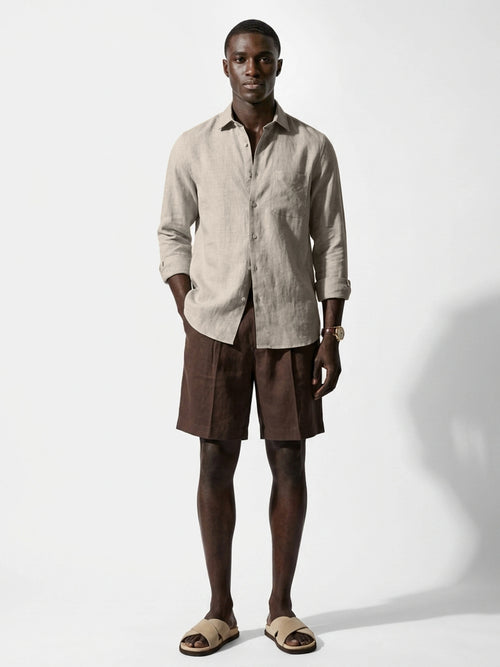 Camel Linen Casual Shirt