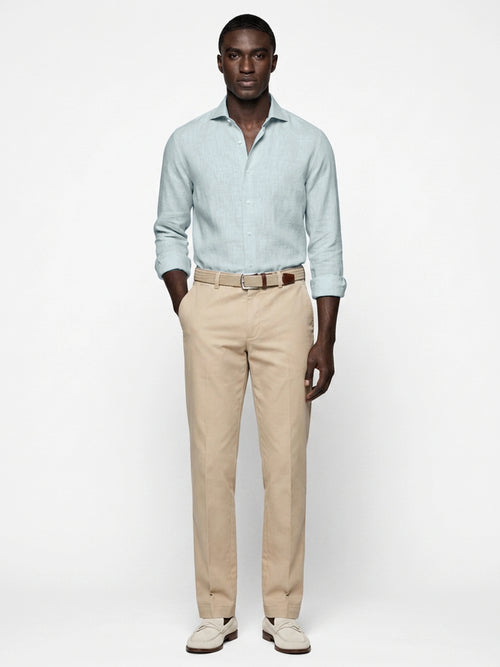 Sky Blue Linen Cut-Away Shirt