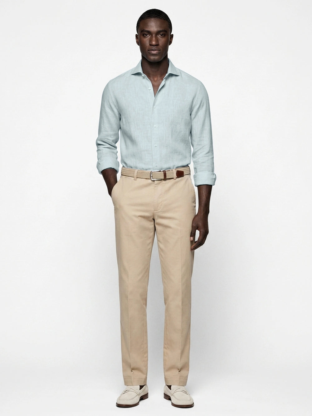 Sky Blue Linen Cut-Away Shirt