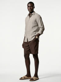 Aero Luxe™ Linen Casual Shirt Camel Beige
