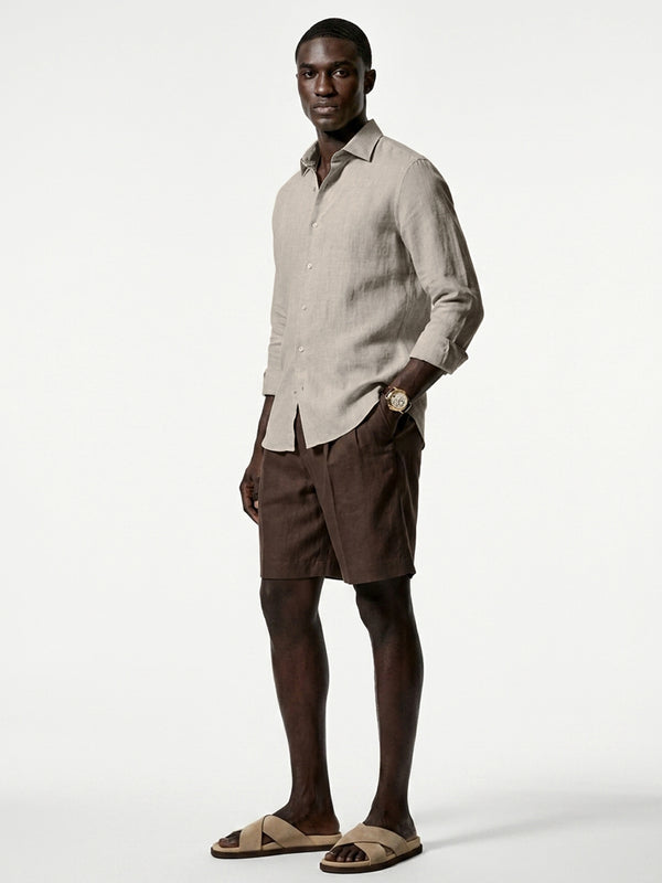 Aero Luxe™ Linen Casual Shirt Camel Beige