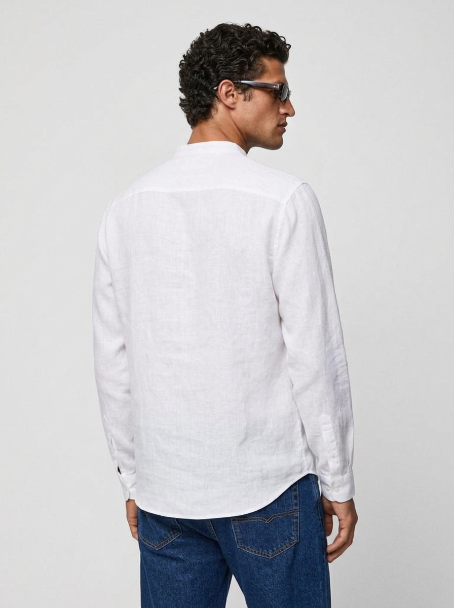 100% Linen Short Kurta White