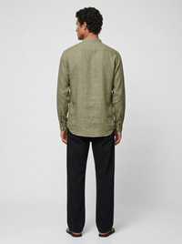 100% Linen Short Kurta Olive Green