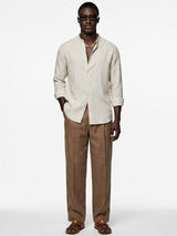 Aero Luxe™ Linen Mandarin Shirt Sand Biege