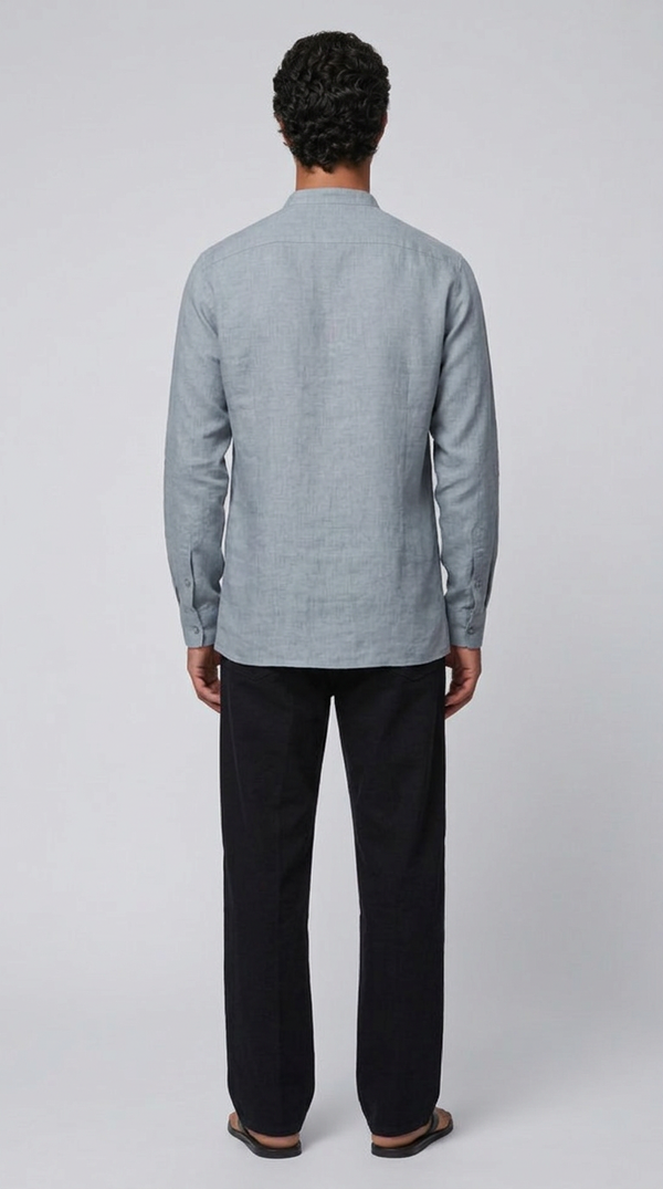 100% Linen Short Kurta Grey