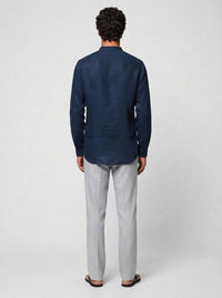 100% Linen Short Kurta Navy Blue