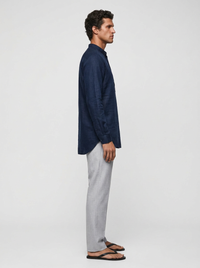 100% Linen Short Kurta Navy Blue