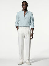 Aero Luxe™ Linen Mandarin Shirt Sky Blue