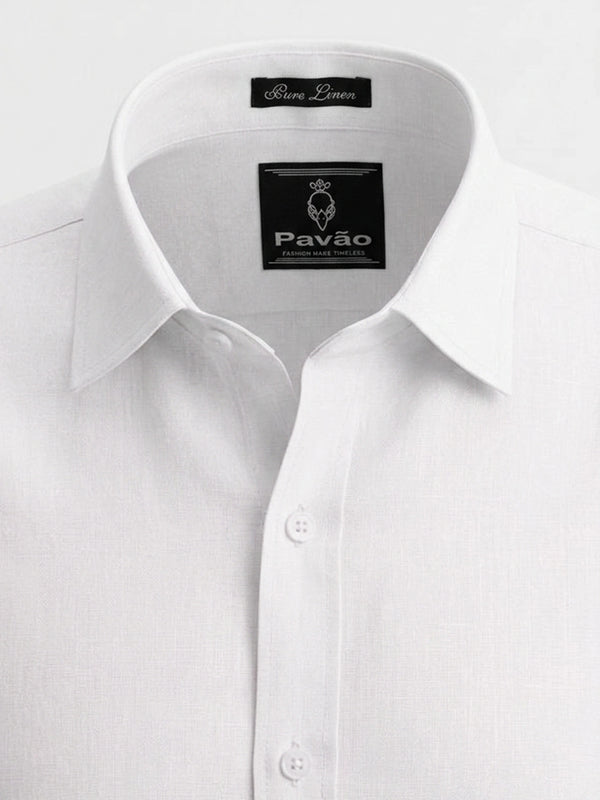 100% Linen Formal Shirt White