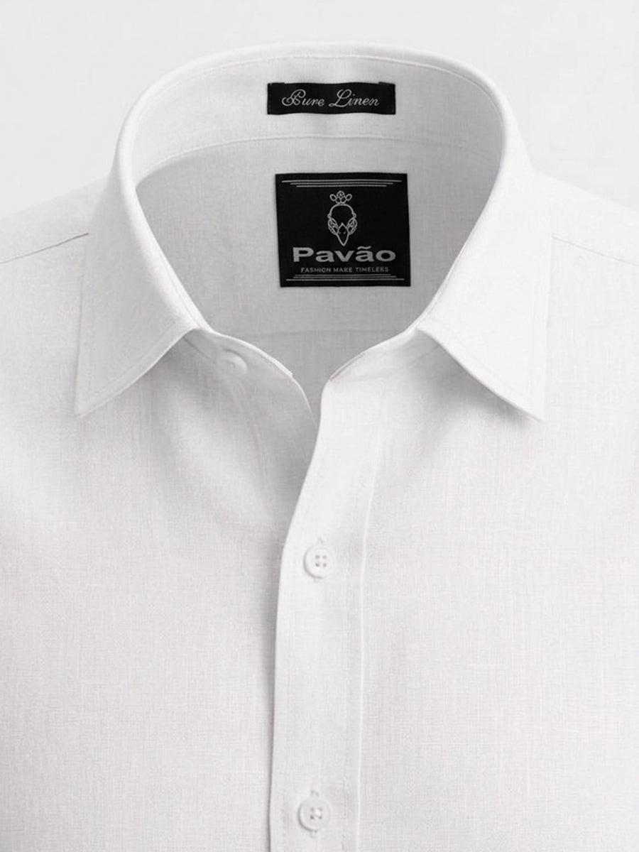 100% Linen Formal Shirt White