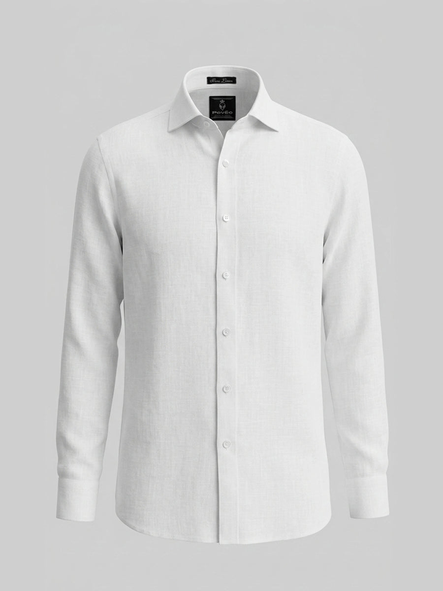 100% Linen Formal Shirt White