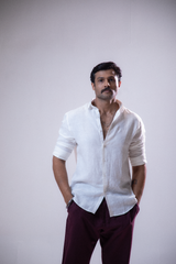 100% Linen Casual Shirt White