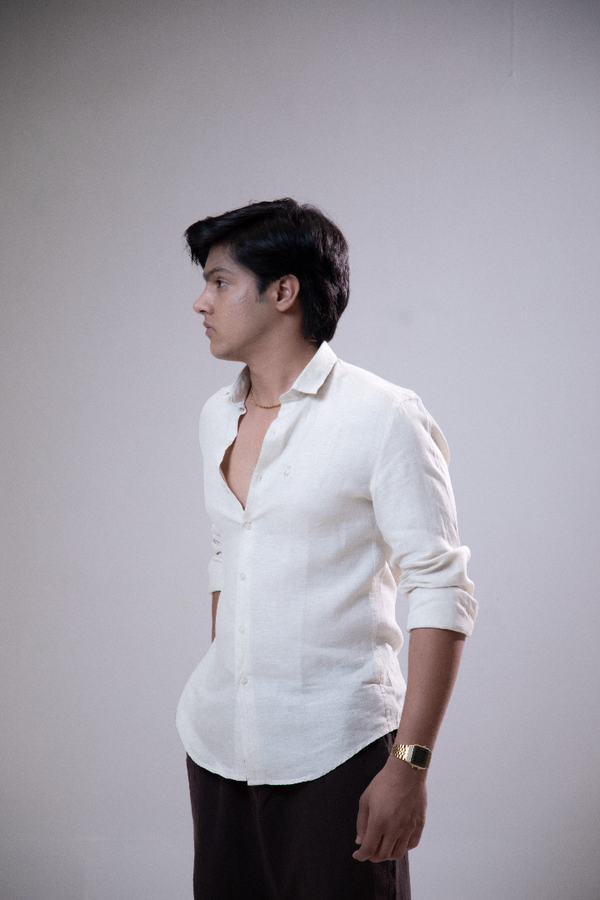 100% Linen Casual Shirt Sand Beige