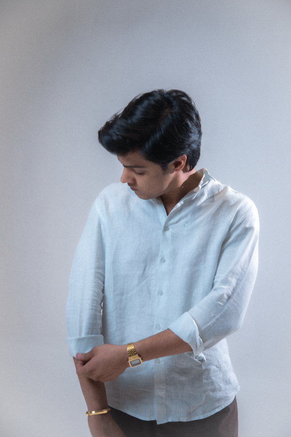 100% Linen Casual Shirt Sky Blue