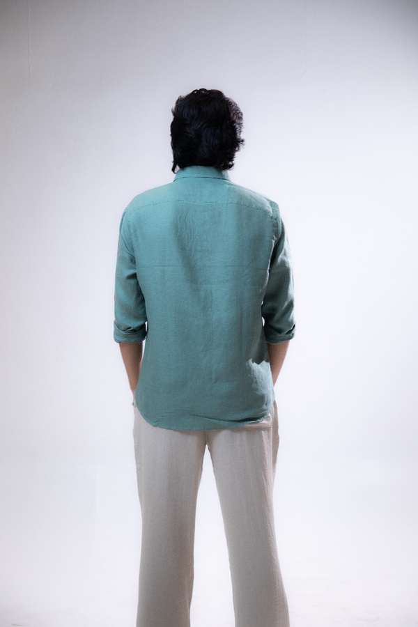 100% Linen Casual Shirt Mint Green