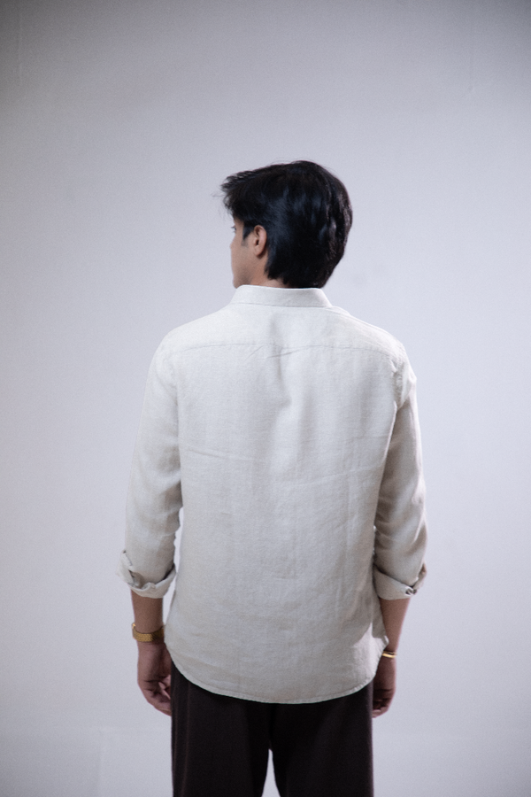 100% Linen Casual Shirt Camel Beige