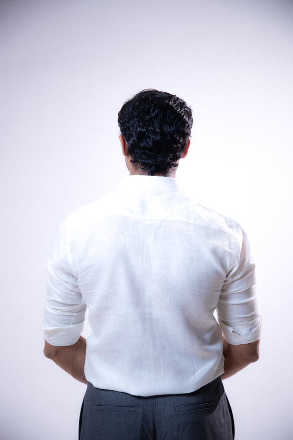 100% Linen Formal Shirt White