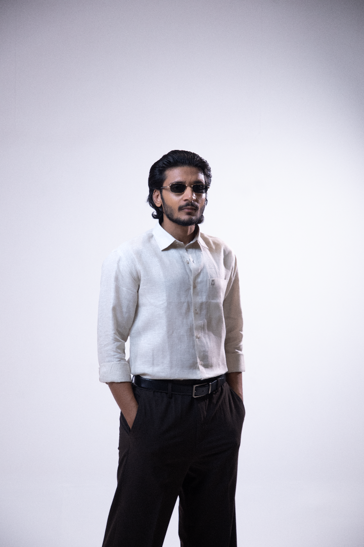 100% Linen Formal Shirt Sand Beige