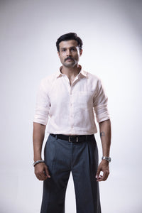 100% Linen Formal Shirt Blush Pink