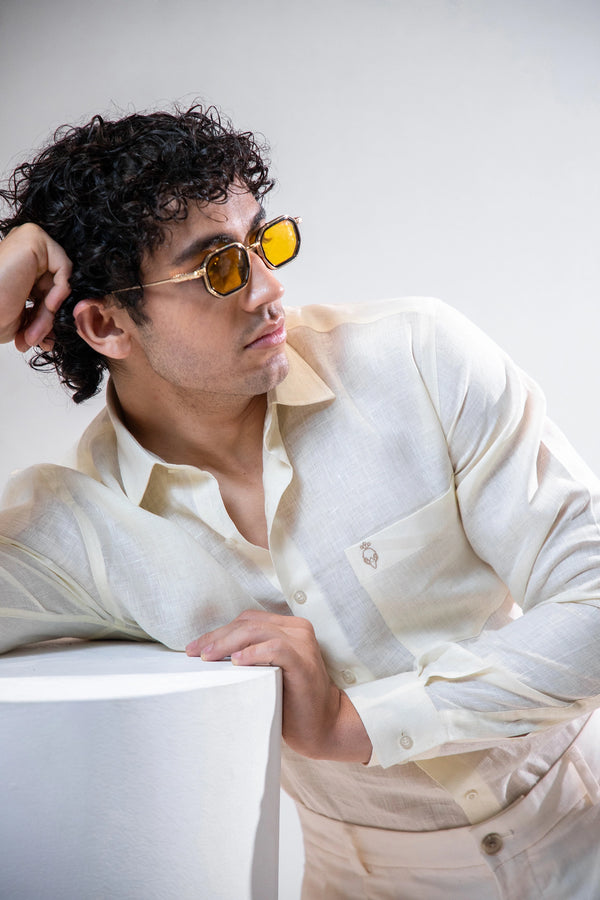 100% Linen Formal Shirt Ivory