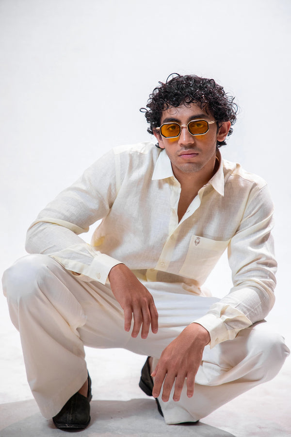 100% Linen Formal Shirt Ivory