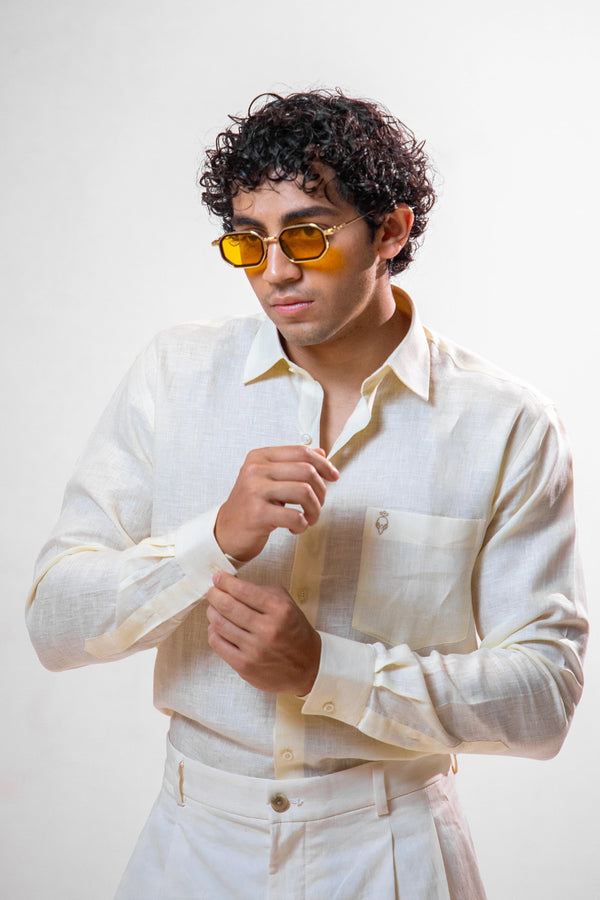 100% Linen Formal Shirt Ivory