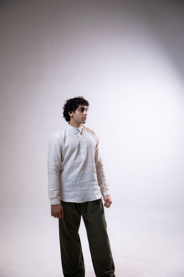 100% Linen Short Kurta Sand Beige